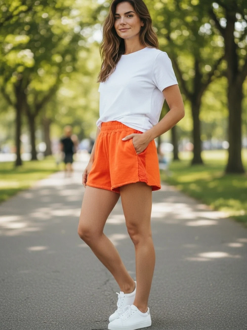 Free People Orange Athletic Pull-On Shorts
